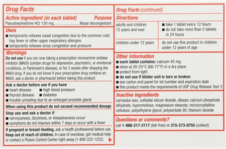 SUDAFED Sinus Congestion Pseudoephedrine HCl Coated Caplets Maximum Strength 12 Hour – Image 14