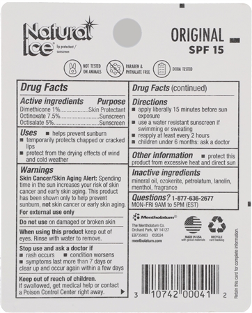 Mentholatum Natural Ice Medicated Lip Balm SPF 15 Original – Image 12