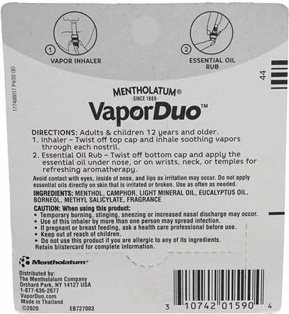 Mentholatum Vapor Duo Vapor Inhaler/Essential Oil Rub – Image 14
