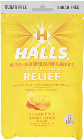 Halls Cough & Throat Relief Menthol Drops Sugar Free Honey Lemon – Image 5