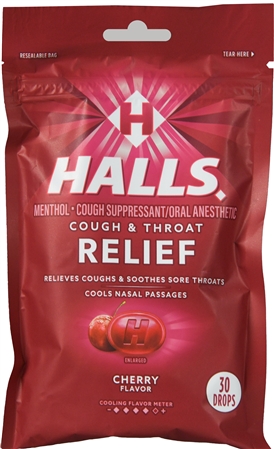 Halls Cough & Throat Relief Menthol Drops Cherry – Image 5