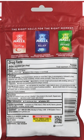 Halls Cough & Throat Relief Menthol Drops Cherry – Image 6