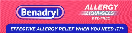 Benadryl Allergy Diphenhydramine HCl 25 mg Antihistamine Liqui-Gels Dye-Free – Image 10