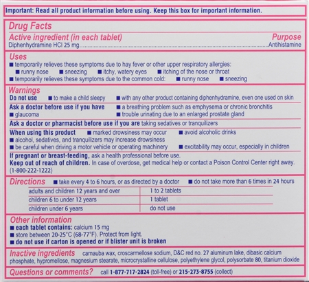 Benadryl Allergy Diphenhydramine HCl 25 mg Antihistamine Ultratabs – Image 14