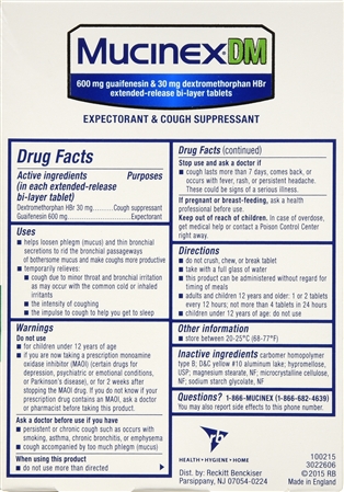 Mucinex DM Expectorant & Cough Suppressant 12 Hour Extended-Release Bi-Layer Tablets – Image 12
