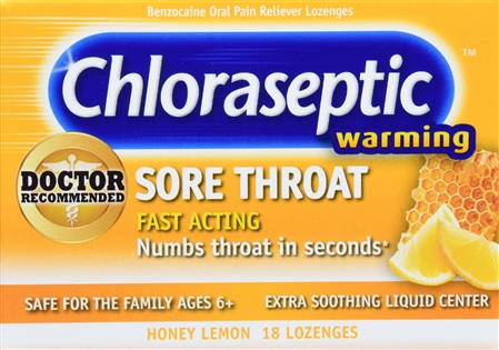 Chloraseptic Benzocaine Oral Pain Reliever Sore Throat Lozenges Honey Lemon Warming – Image 13