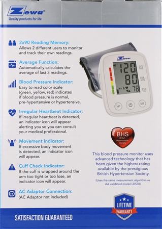 Zewa Automatic Blood Pressure Monitor Classic Medium/Large Cuff – Image 12