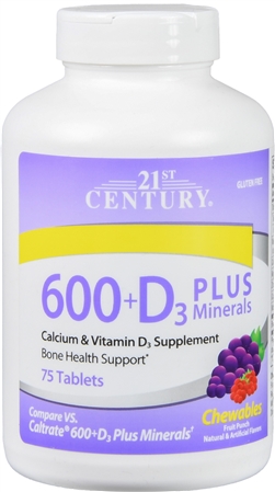 21st Century 600 + D3 Plus Minerals Calcium Chewables Fruit Punch – Image 6
