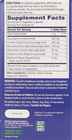 21st Century Arthri-Flex Advantage + Turmeric Vegetarian Capsules – Image 12