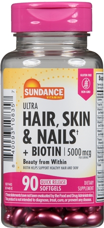 Sundance Hair, Skin & Nails + Biotin 5000 mcg Quick Release Softgels – Image 8
