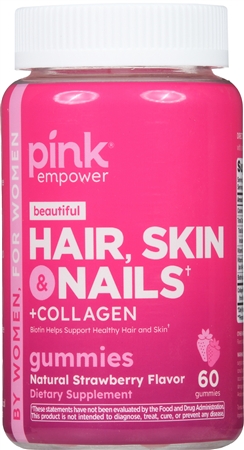 Pink Beautiful Hair, Skin & Nails + Collagen Gummies Natural Strawberry – Image 6