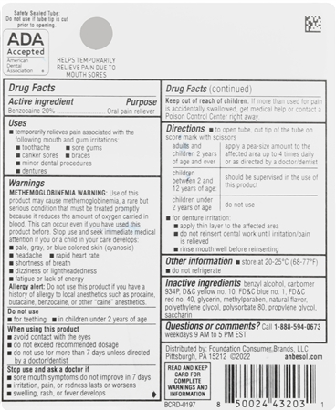 Anbesol Benzocaine 20% Instant Oral Pain Relief Gel Maximum Strength – Image 4