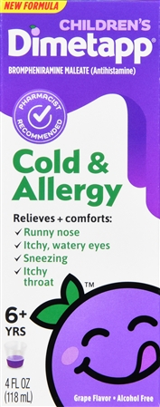 Dimetapp Children's Cold & Allergy Liquid Grape 4OZ