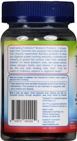 TruBiotics Women's Probiotic + Collagen Digestive + Urinary + Hair/Skin/Nails Health Gummies Sugar-Free Cran-Raspberry – Image 7