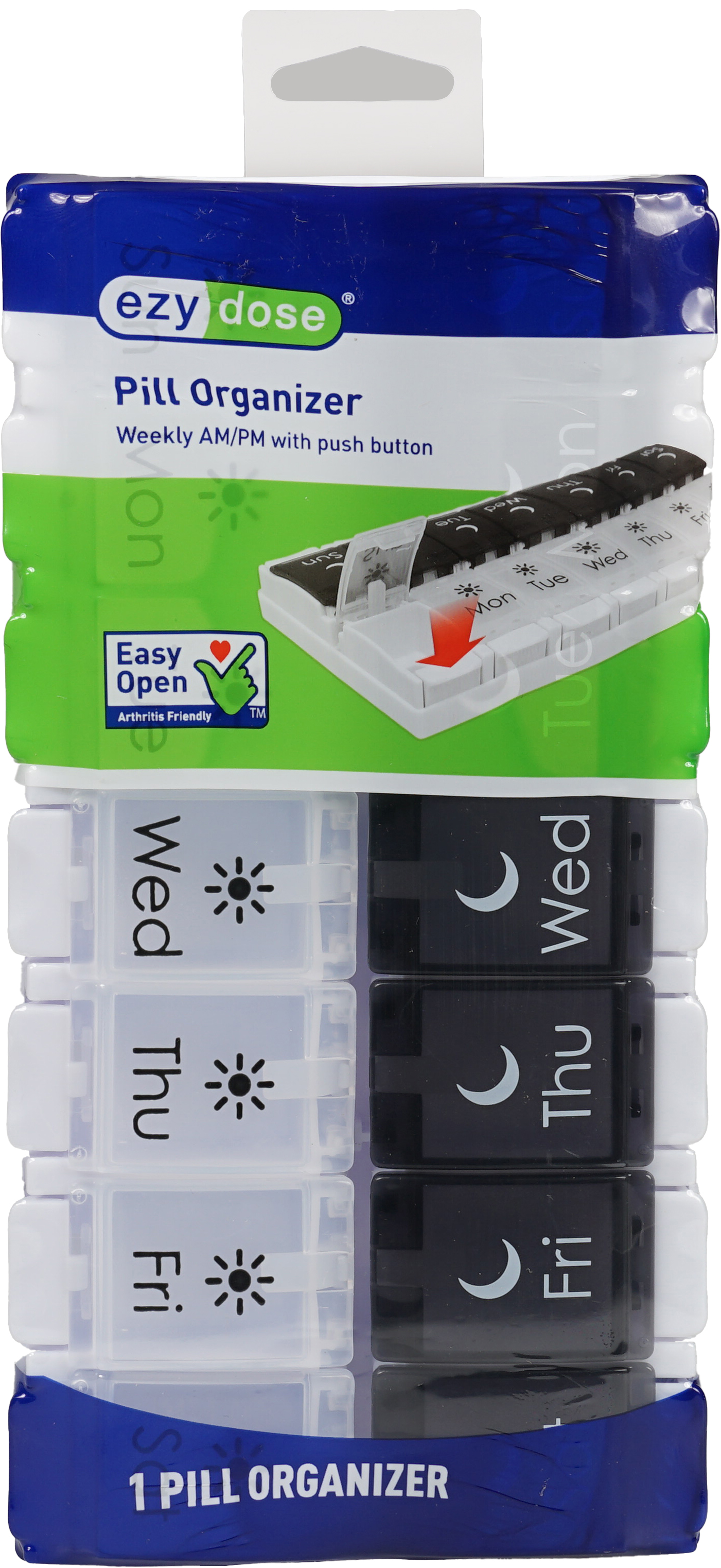 Ezy Dose Pill Organizer Weekly AM/PM with Push Button Black and White – Image 12