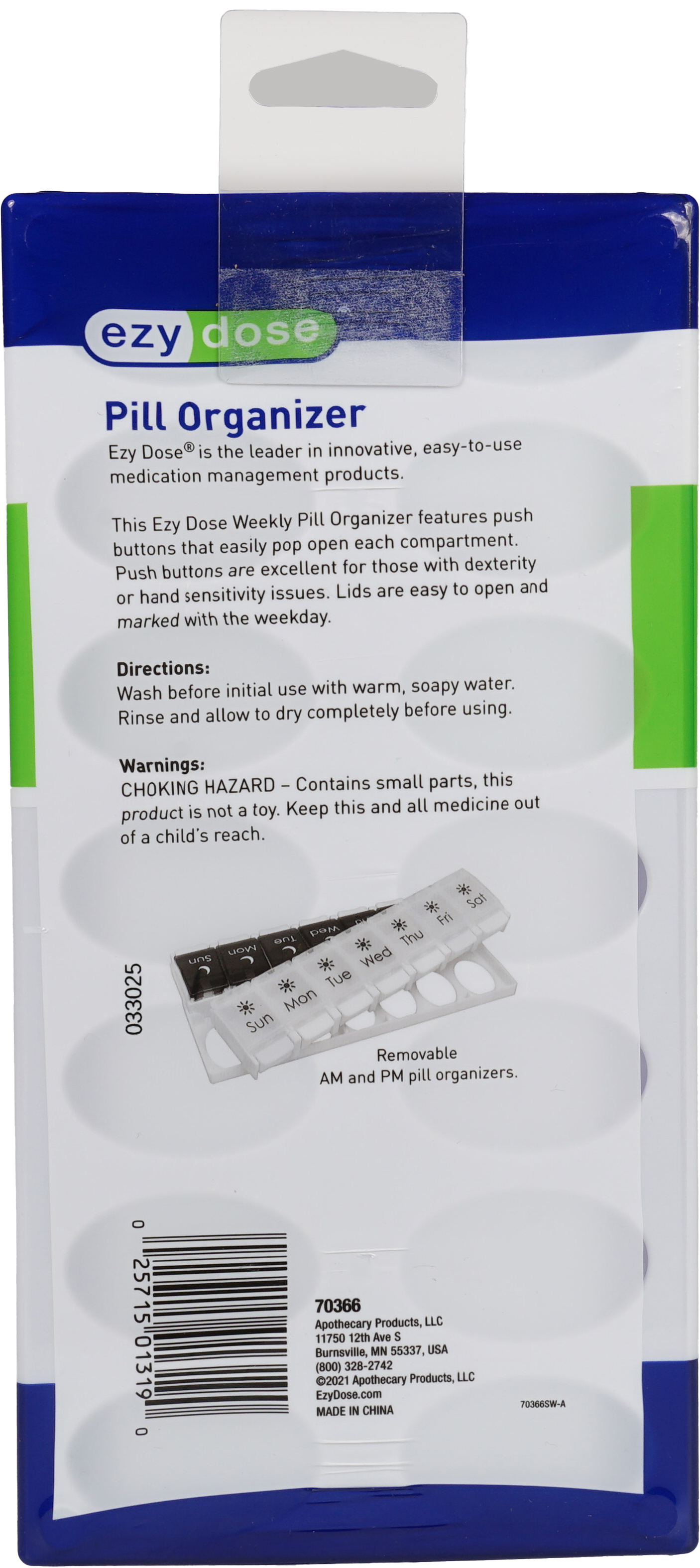 Ezy Dose Pill Organizer Weekly AM/PM with Push Button Black and White – Image 11