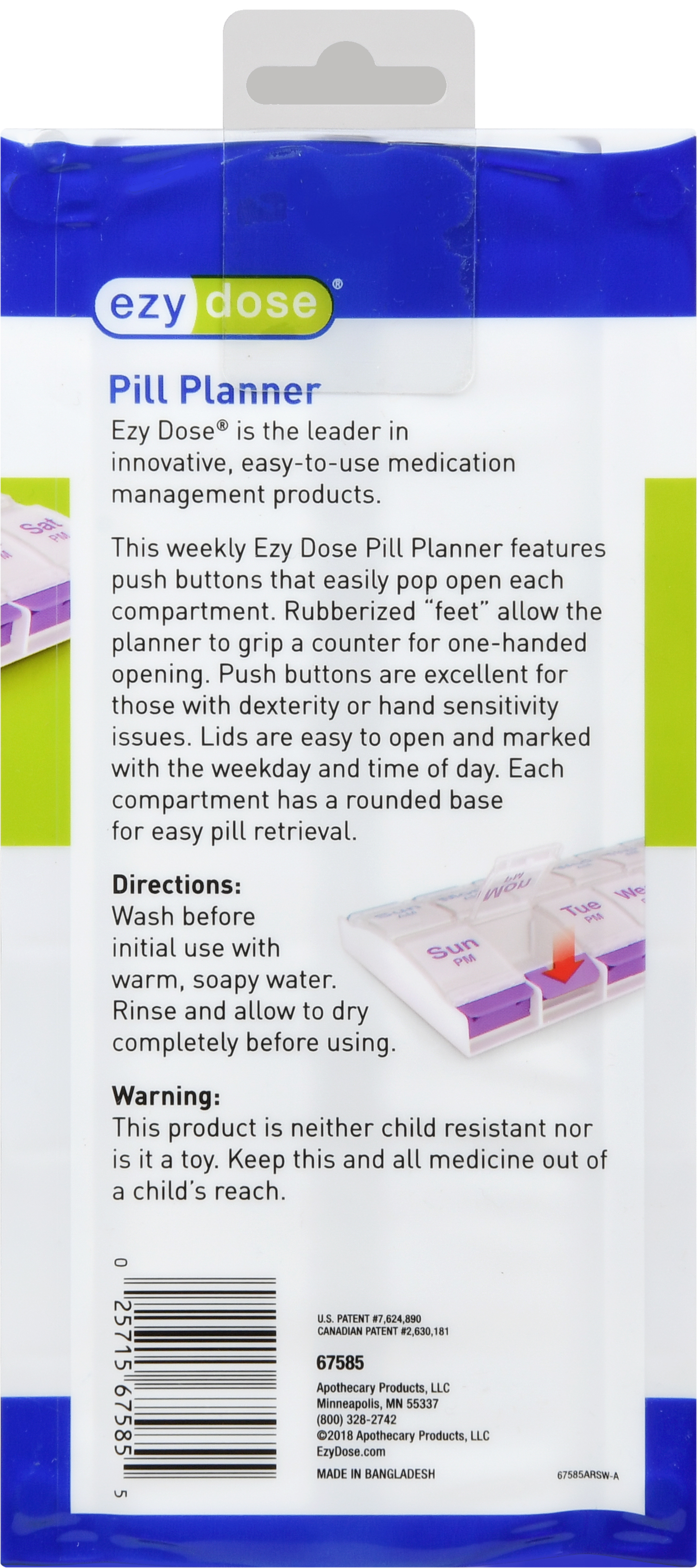 Ezy Dose Pill Planner Weekly AM/PM with Push Buttons XL – Image 20