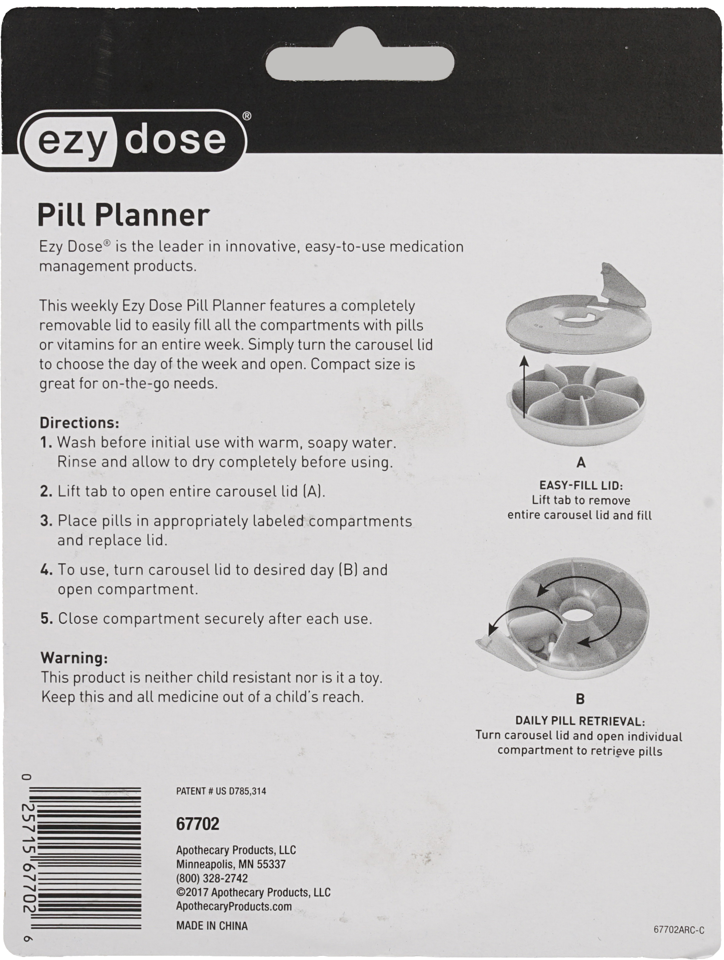 Ezy Dose Carousel Pill Organizer Weekly Easy Fill – Image 20