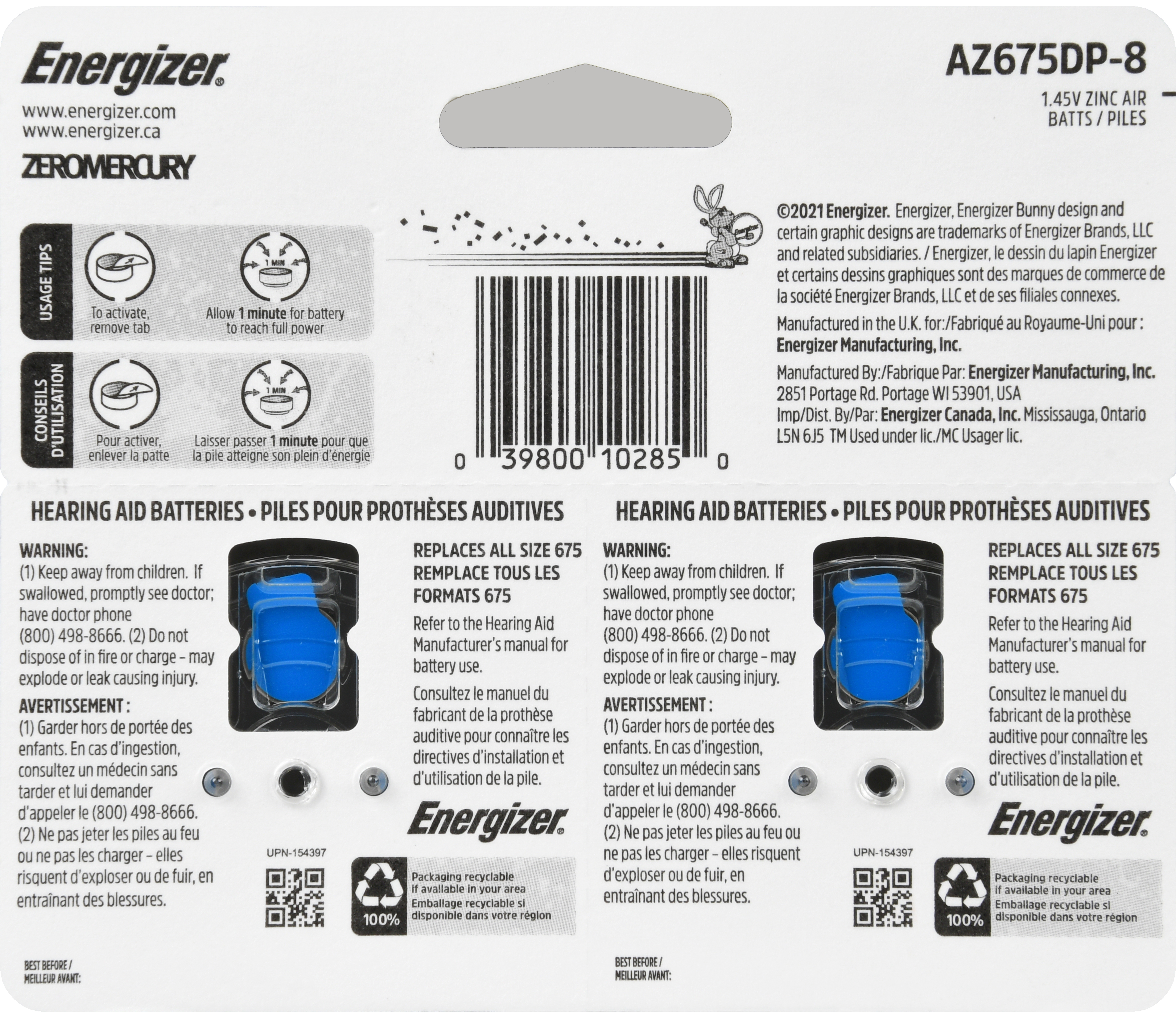 Energizer Hearing Aid Batteries Size 675 – Image 8