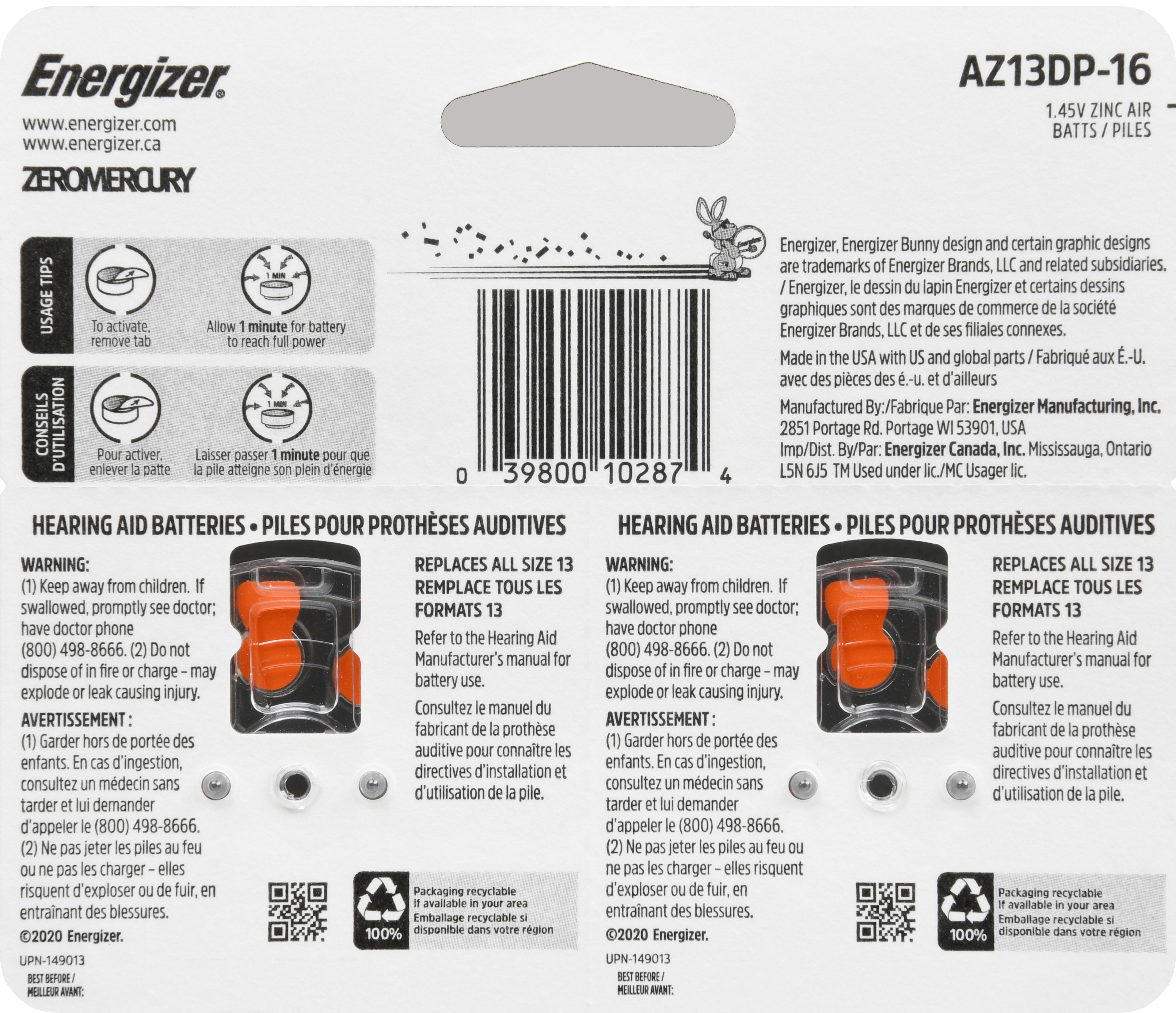 Energizer Hearing Aid Batteries Size 13 – Image 9