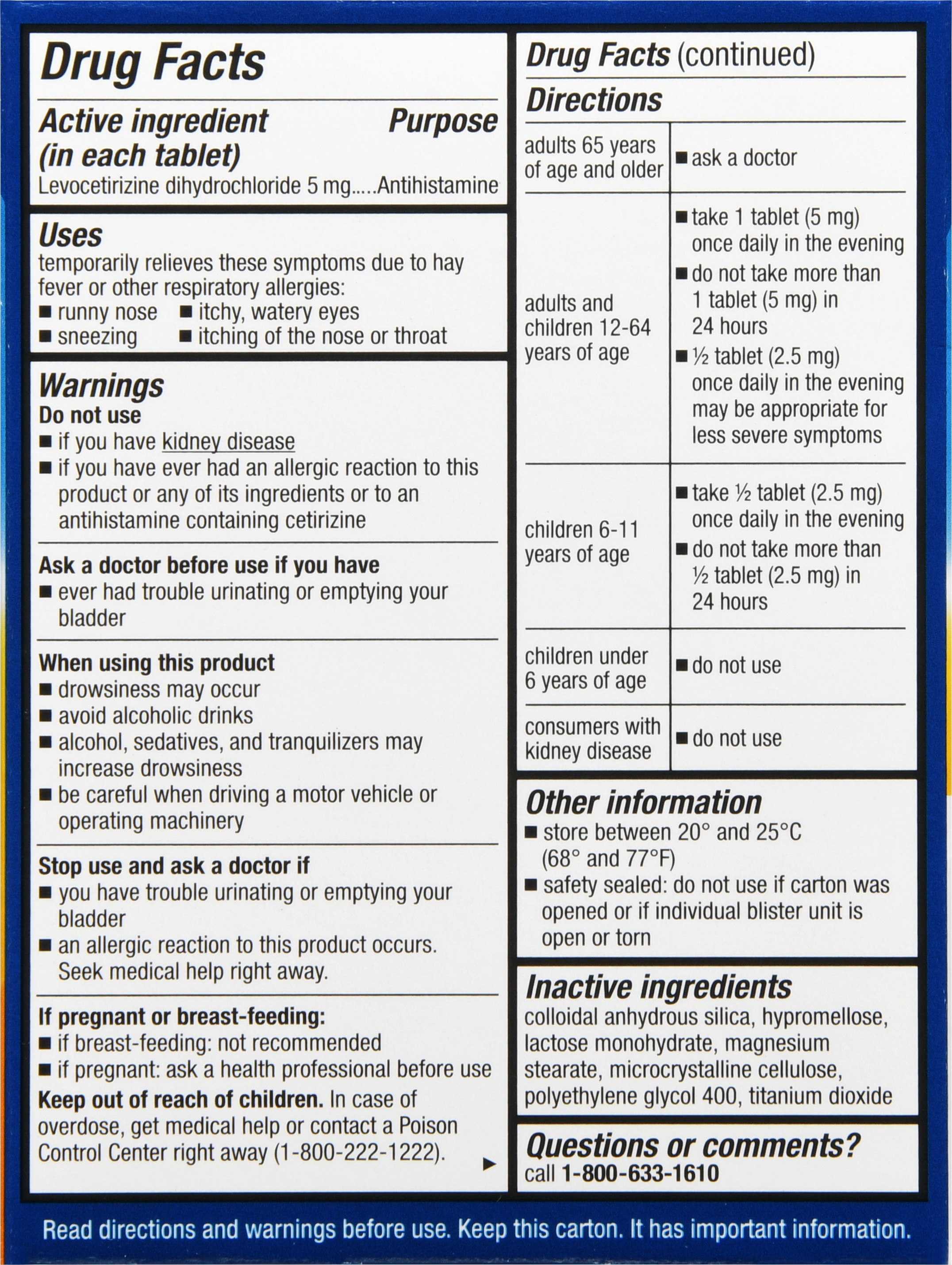 Xyzal Allergy 24 HR Levocetirizine Dihydrochloride 5 mg Tablets #10 – Image 2