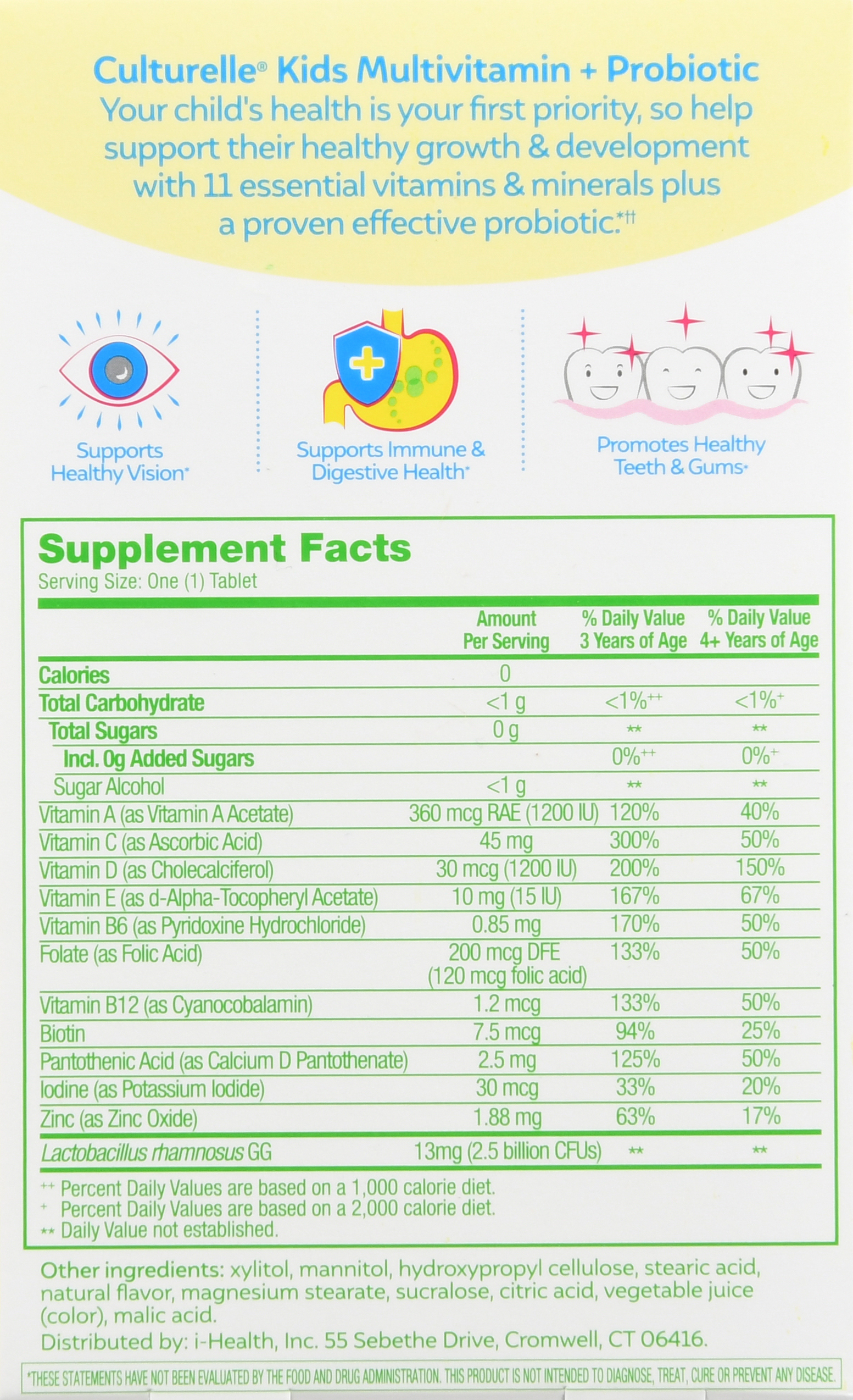 Culturelle Kids Multivitamin + Probiotic Chewable Tablets Natural Fruit Punch – Image 19