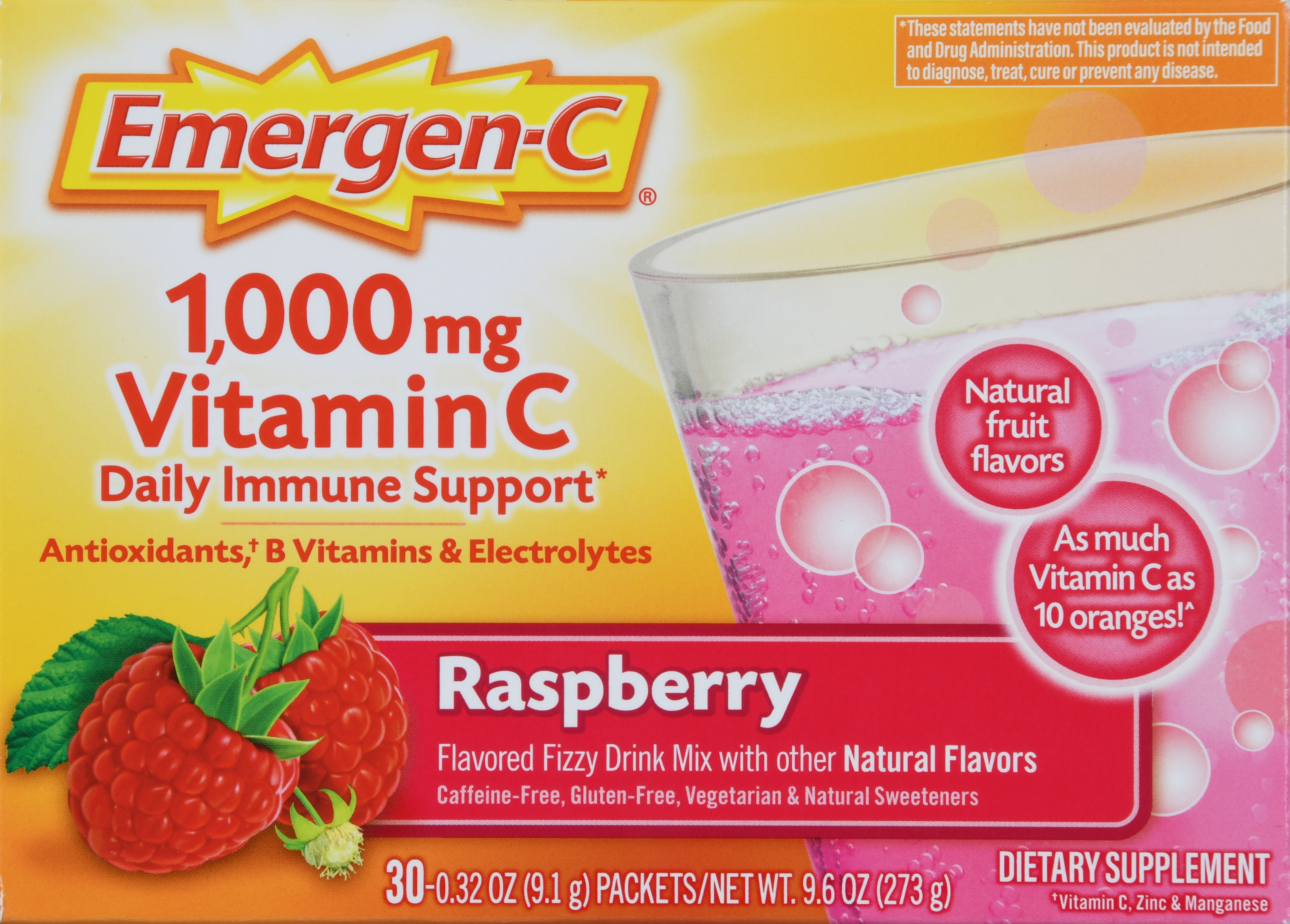 Emergen-C Daily Immune Support 1,000 mg Vitamin C Fizzy Drink Mix Packets Raspberry – Image 20