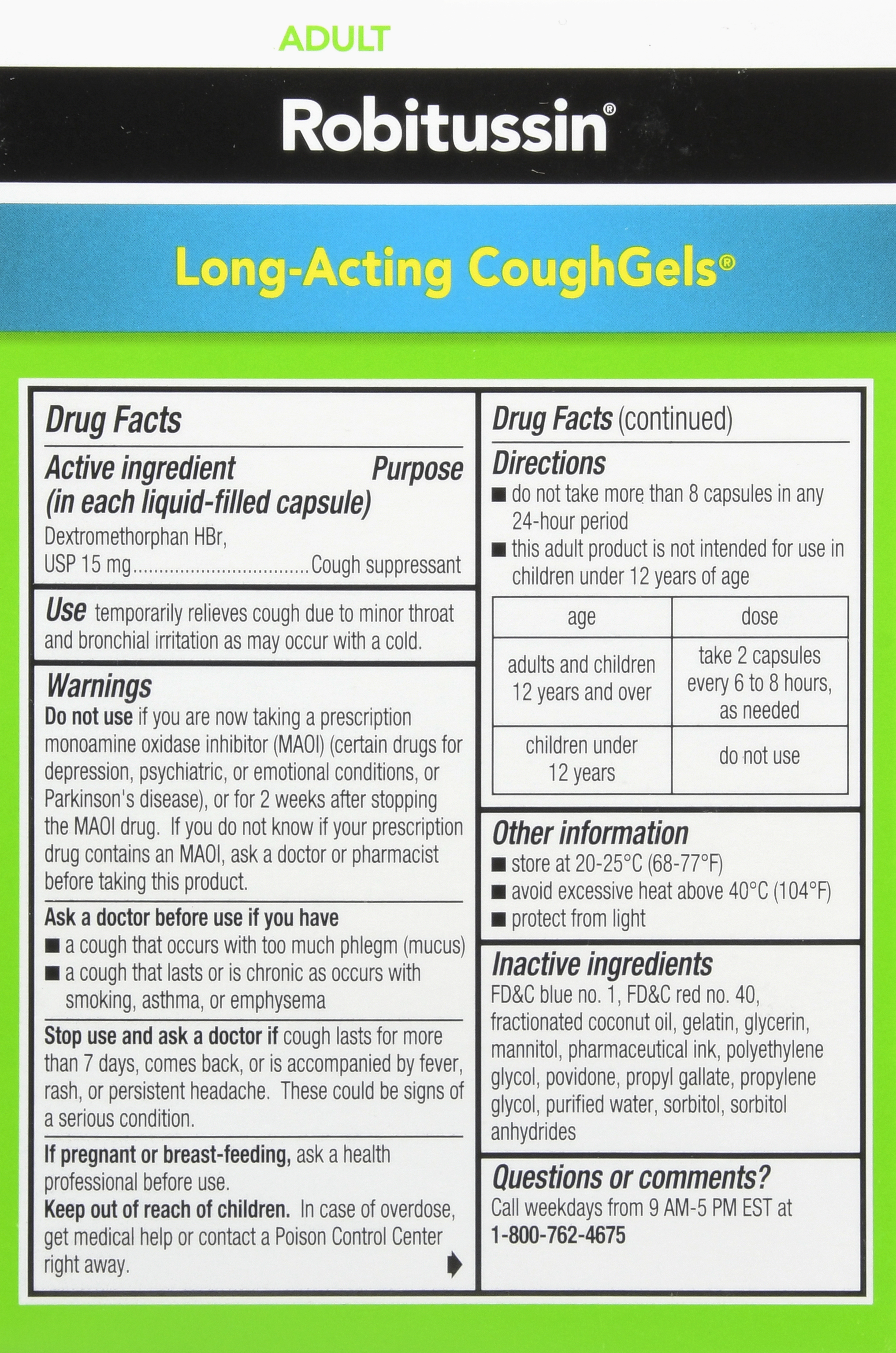 Robitussin Adult Dextromethorphan HBr Cough Suppressant Long-Acting CoughGels – Image 18