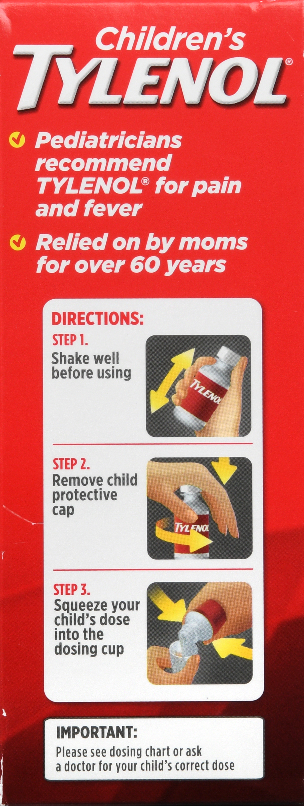 Tylenol Children's Pain + Fever Acetaminophen 160 mg Oral Suspension Dye-Free Cherry – Image 17