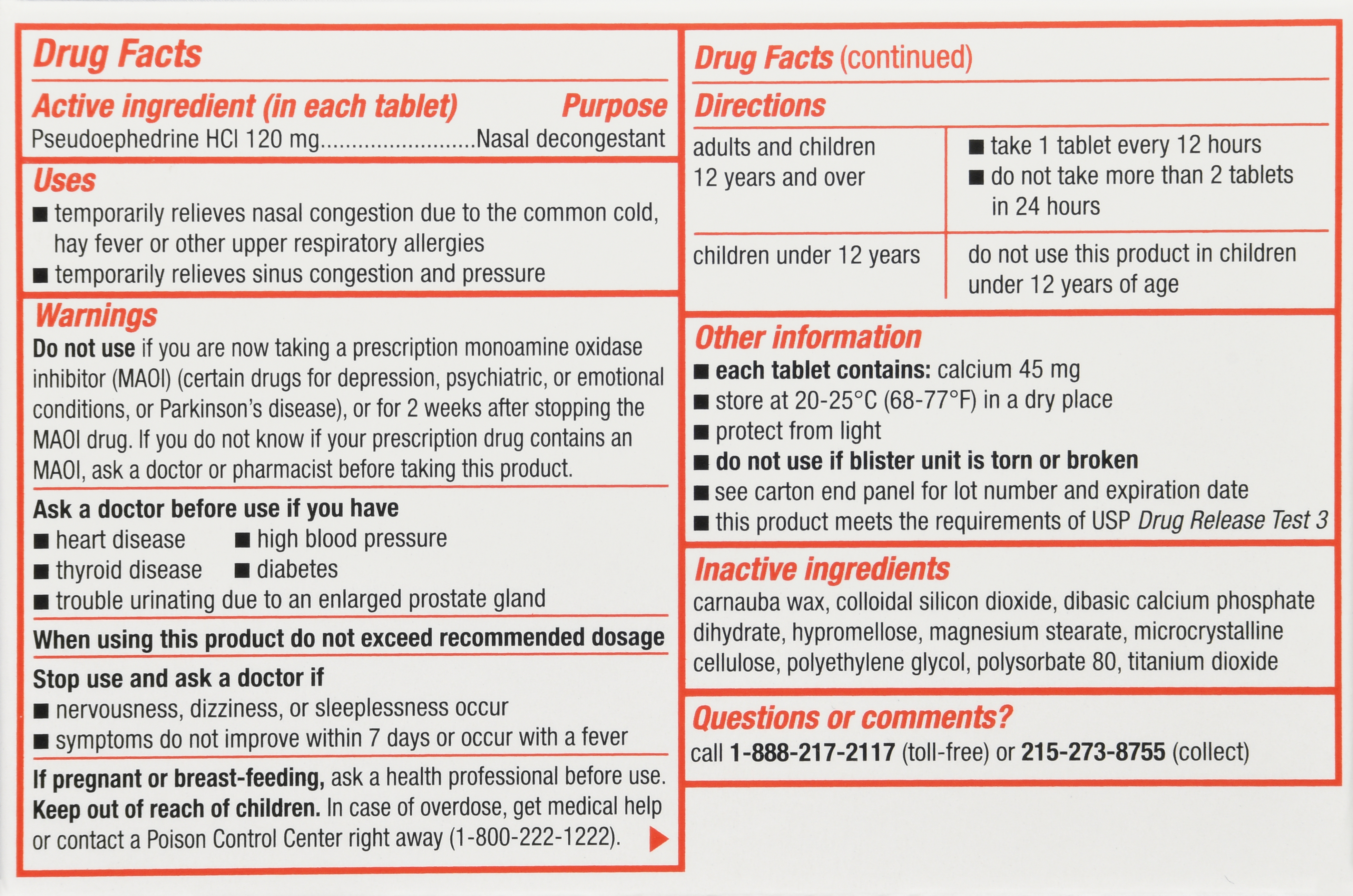 SUDAFED Sinus Congestion Pseudoephedrine HCl Coated Caplets Maximum Strength 12 Hour – Image 19