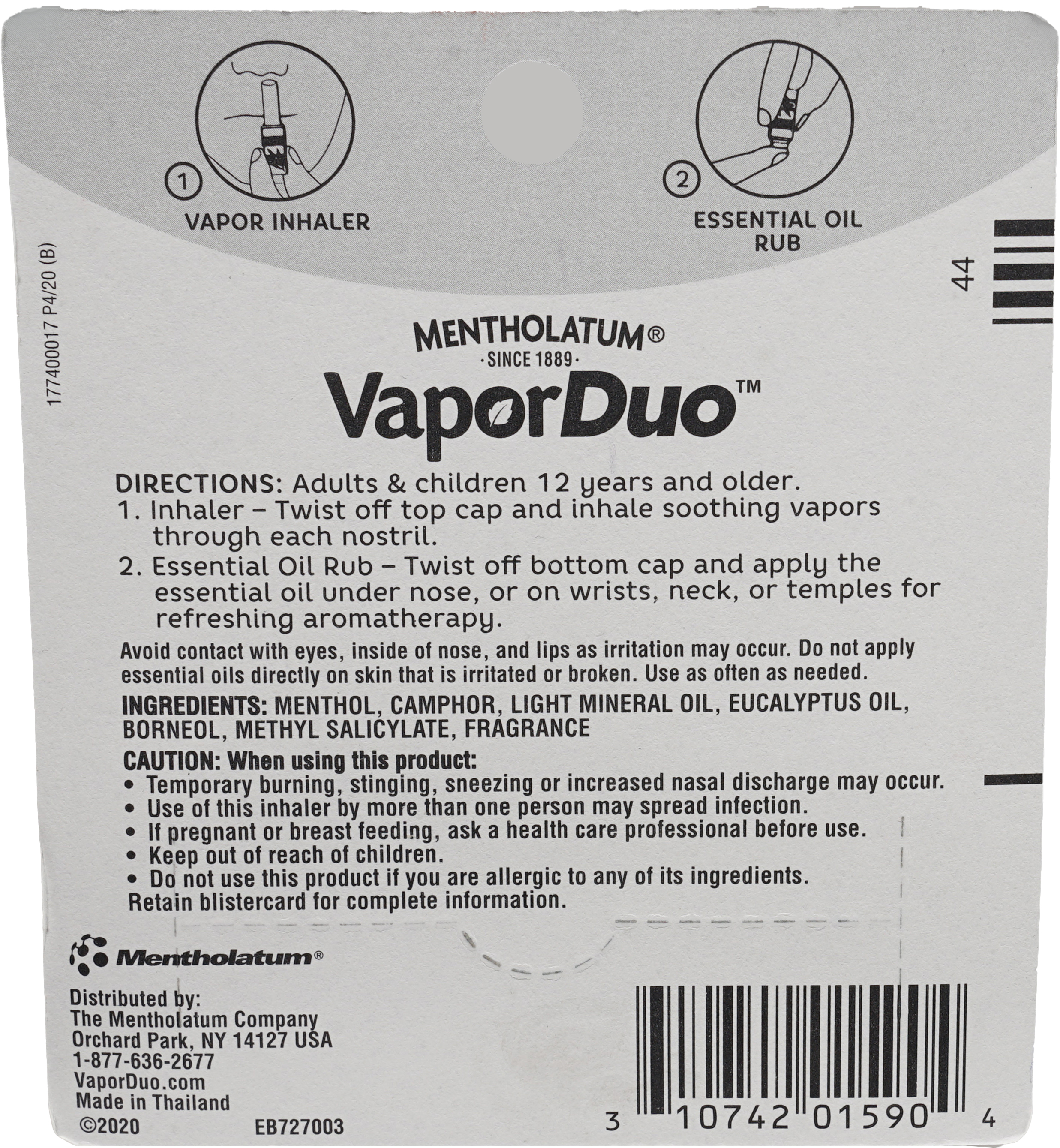 Mentholatum Vapor Duo Vapor Inhaler/Essential Oil Rub – Image 19