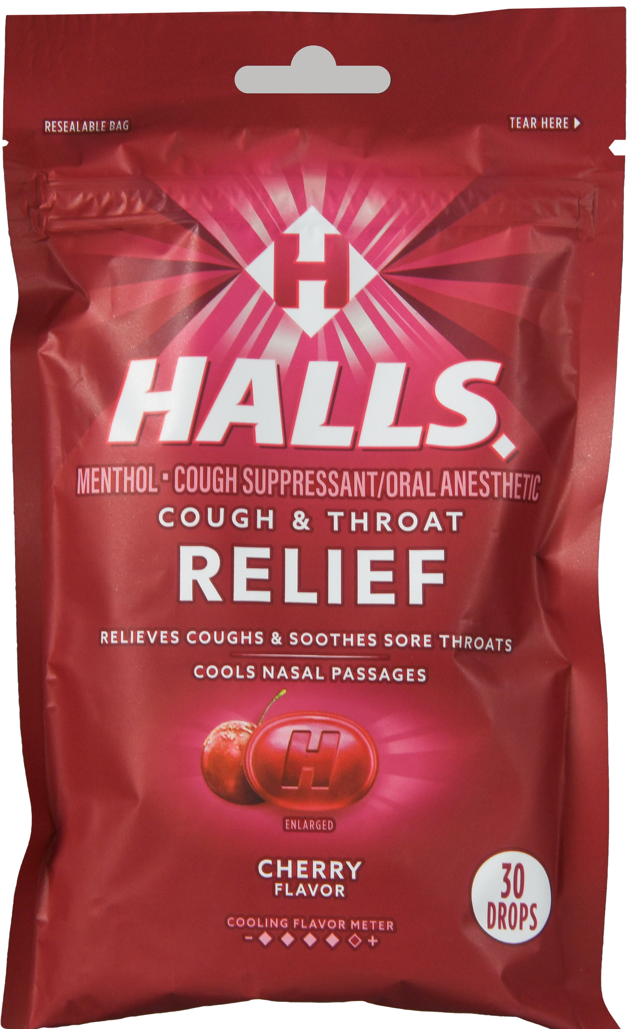 Halls Cough & Throat Relief Menthol Drops Cherry – Image 9
