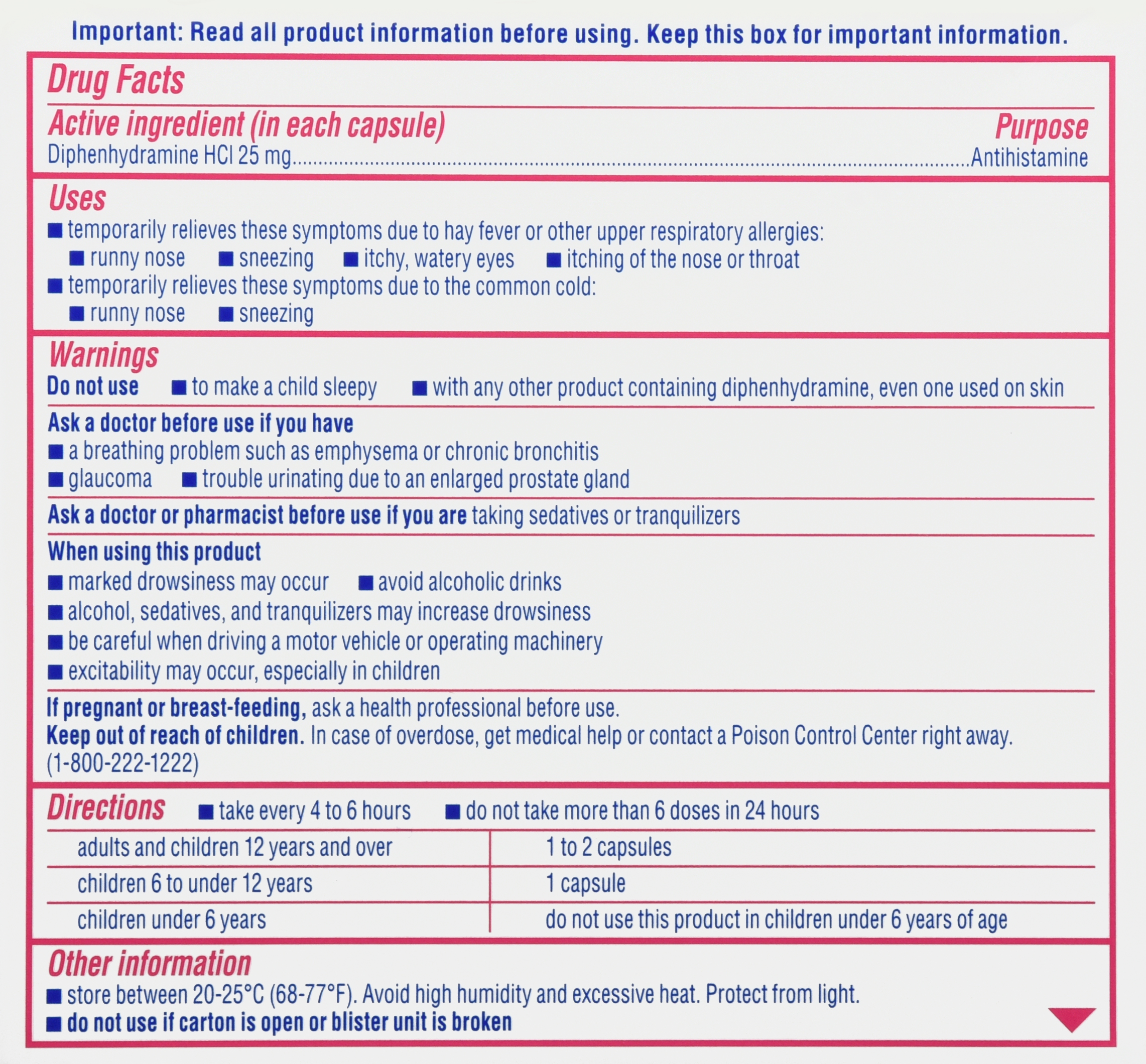 Benadryl Allergy Diphenhydramine HCl 25 mg Antihistamine Liqui-Gels Dye-Free – Image 19