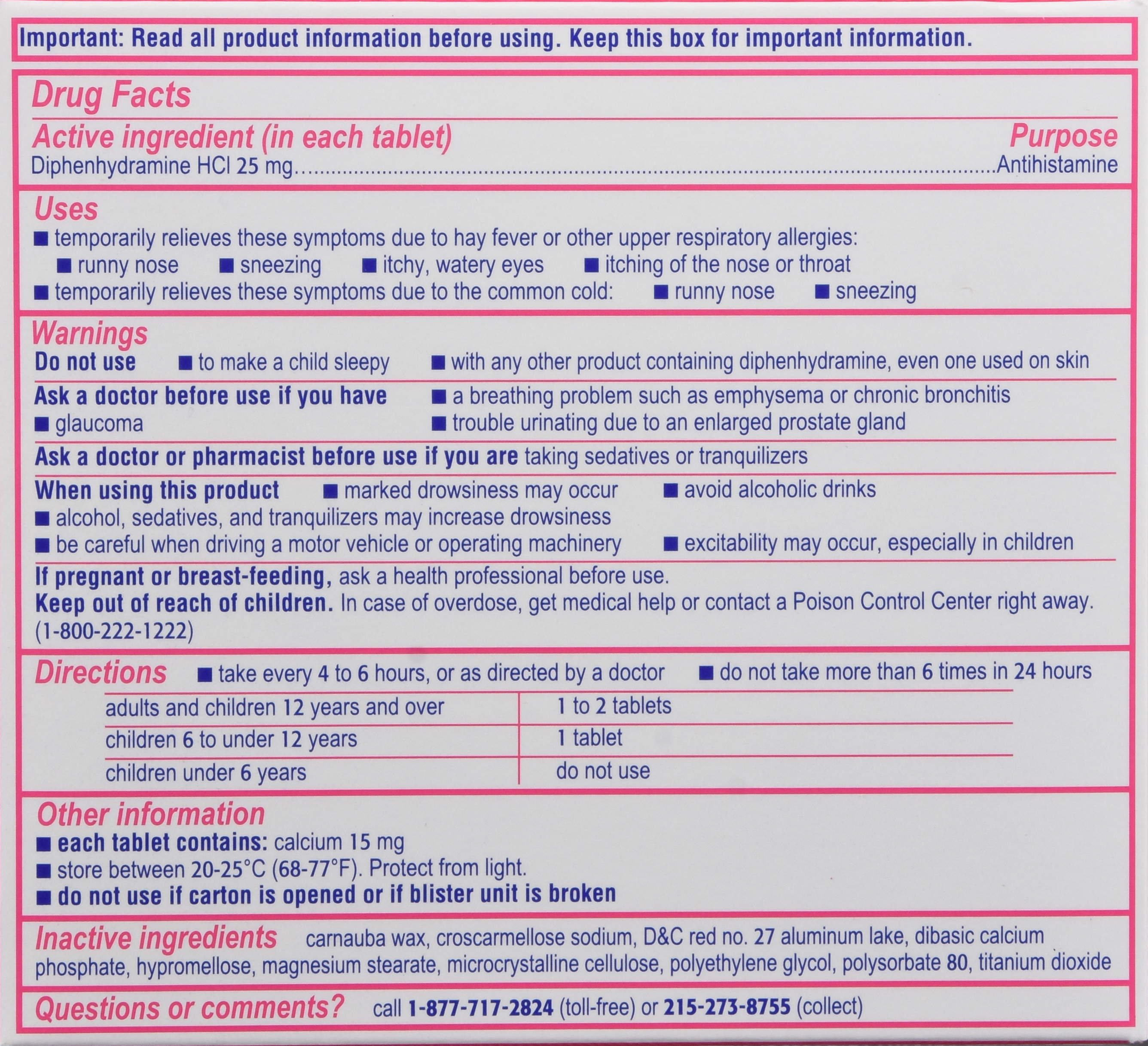 Benadryl Allergy Diphenhydramine HCl 25 mg Antihistamine Ultratabs – Image 20