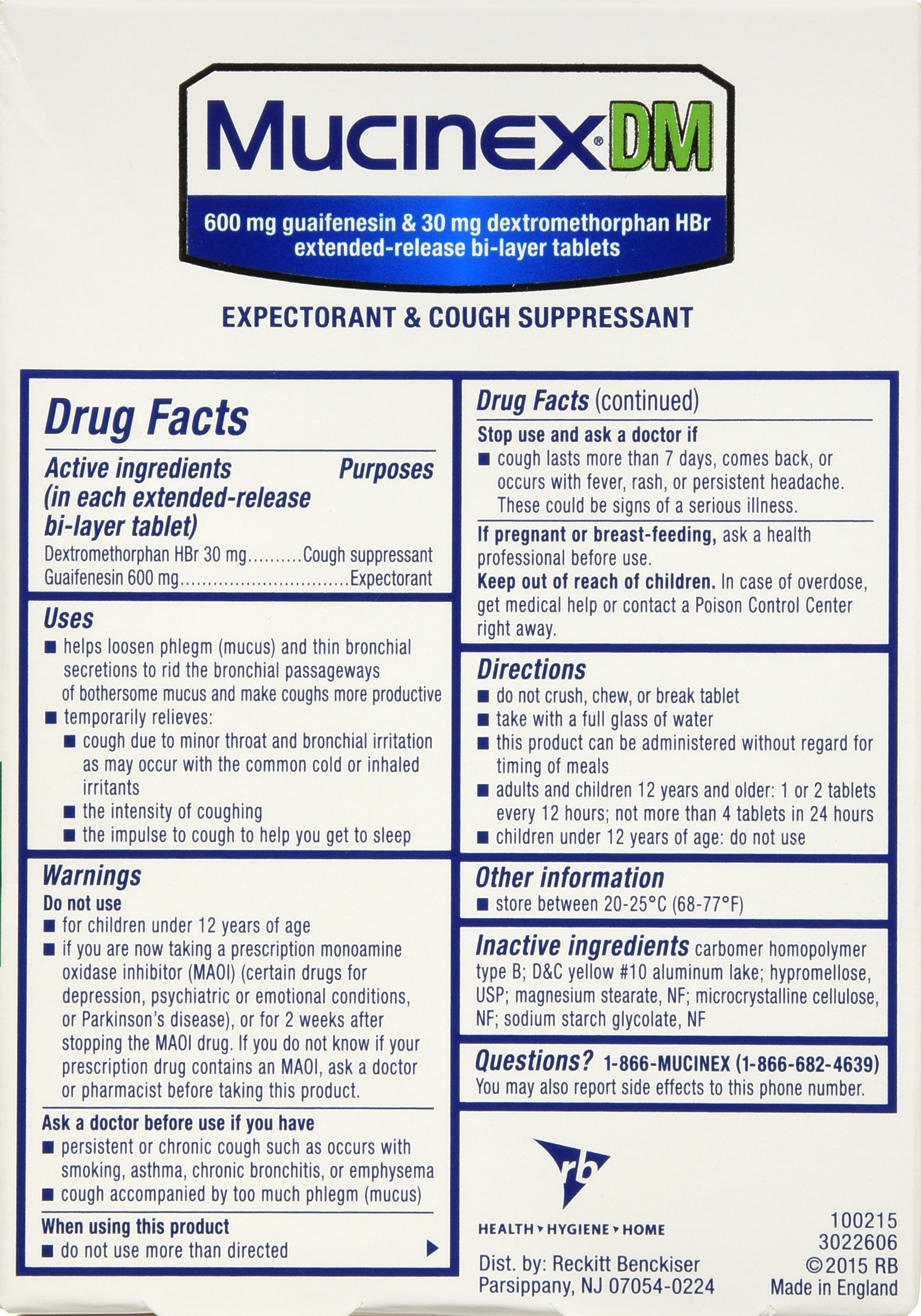 Mucinex DM Expectorant & Cough Suppressant 12 Hour Extended-Release Bi-Layer Tablets – Image 18