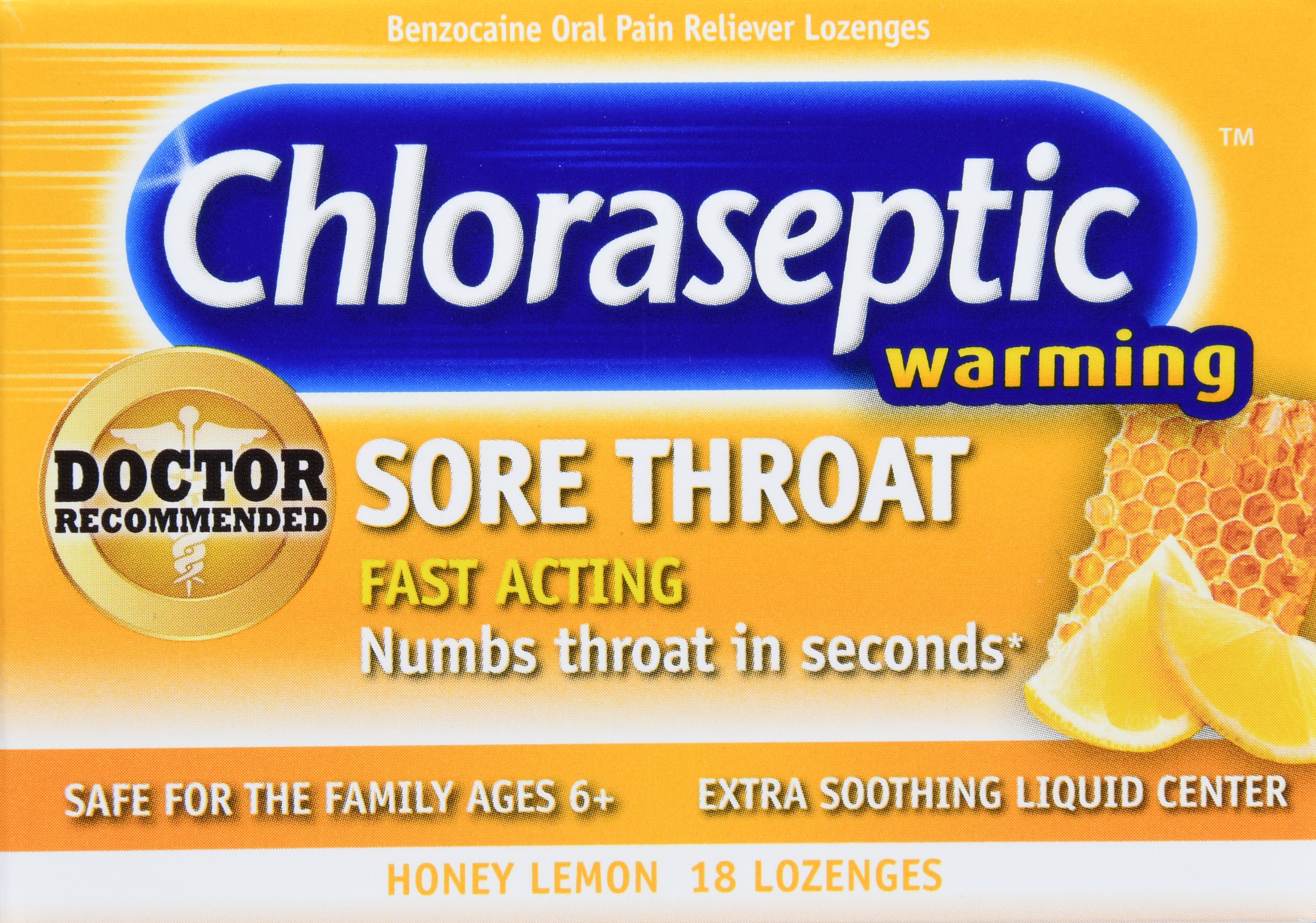Chloraseptic Benzocaine Oral Pain Reliever Sore Throat Lozenges Honey Lemon Warming – Image 21