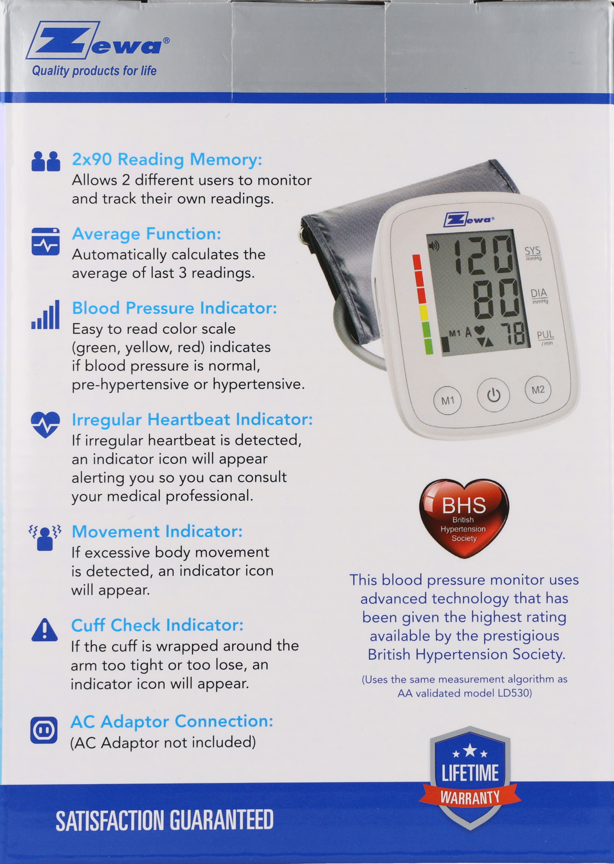 Zewa Automatic Blood Pressure Monitor Classic Medium/Large Cuff – Image 16
