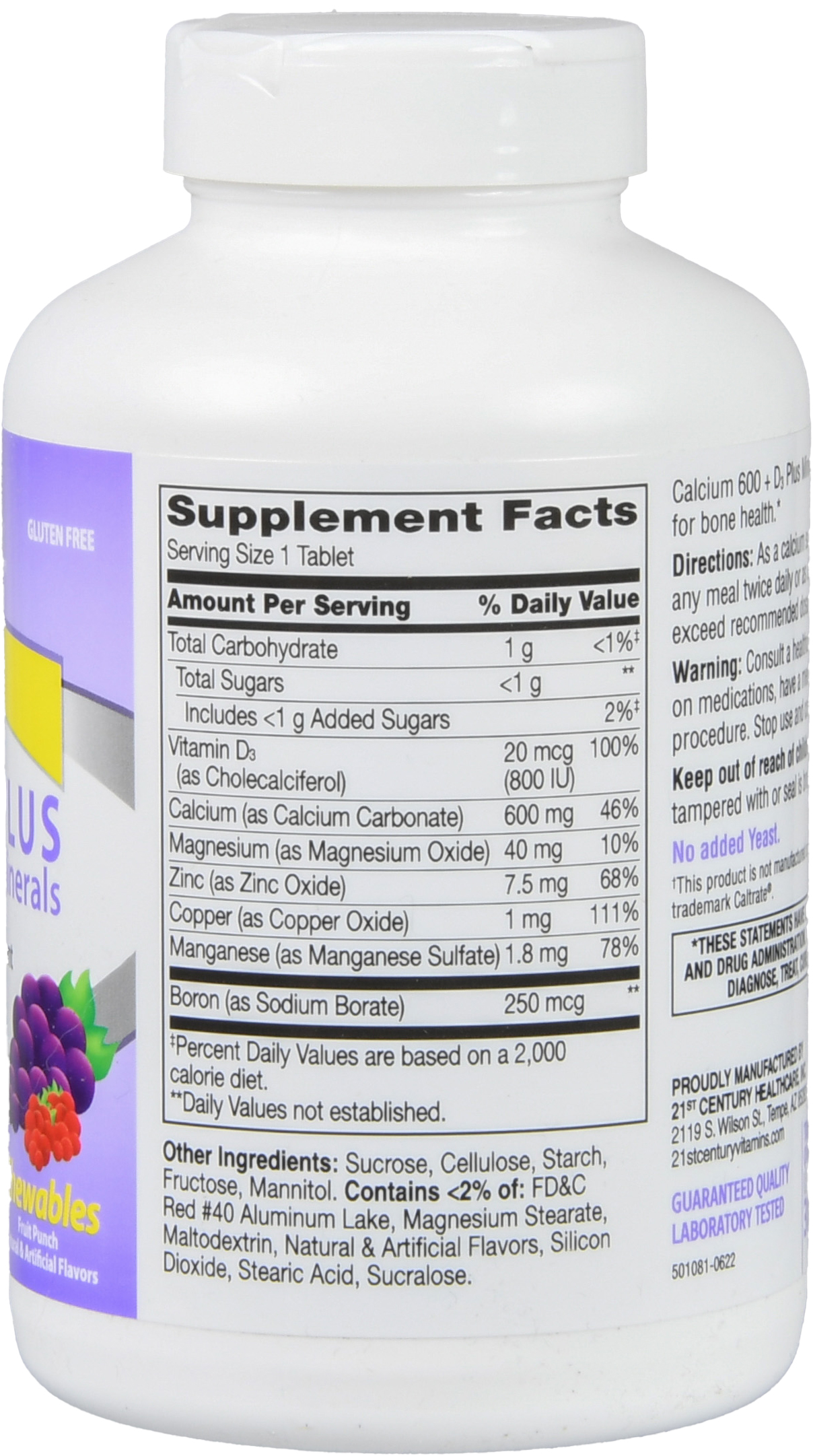 21st Century 600 + D3 Plus Minerals Calcium Chewables Fruit Punch – Image 12