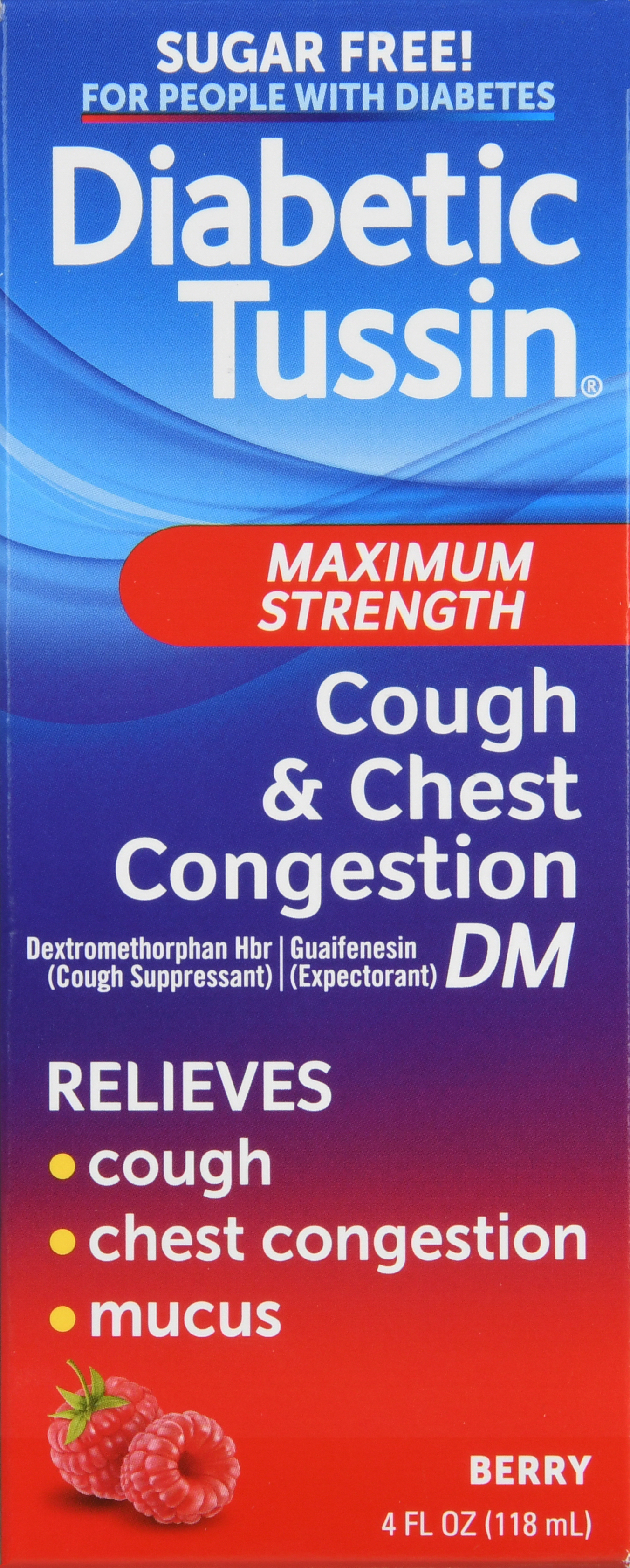 Diabetic Tussin Maximum Strength Cough & Chest Congestion DM Liquid Berry Sugar Free – Image 20