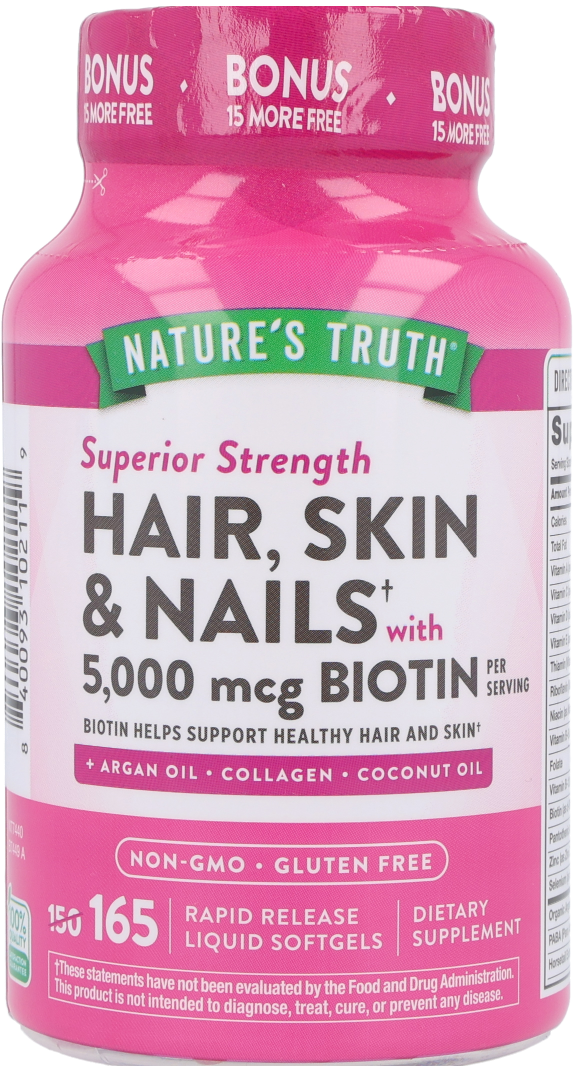 Nature's Truth Hair, Skin & Nails With Biotin 5,000 mcg Rapid Release Liquid Softgels – Image 15