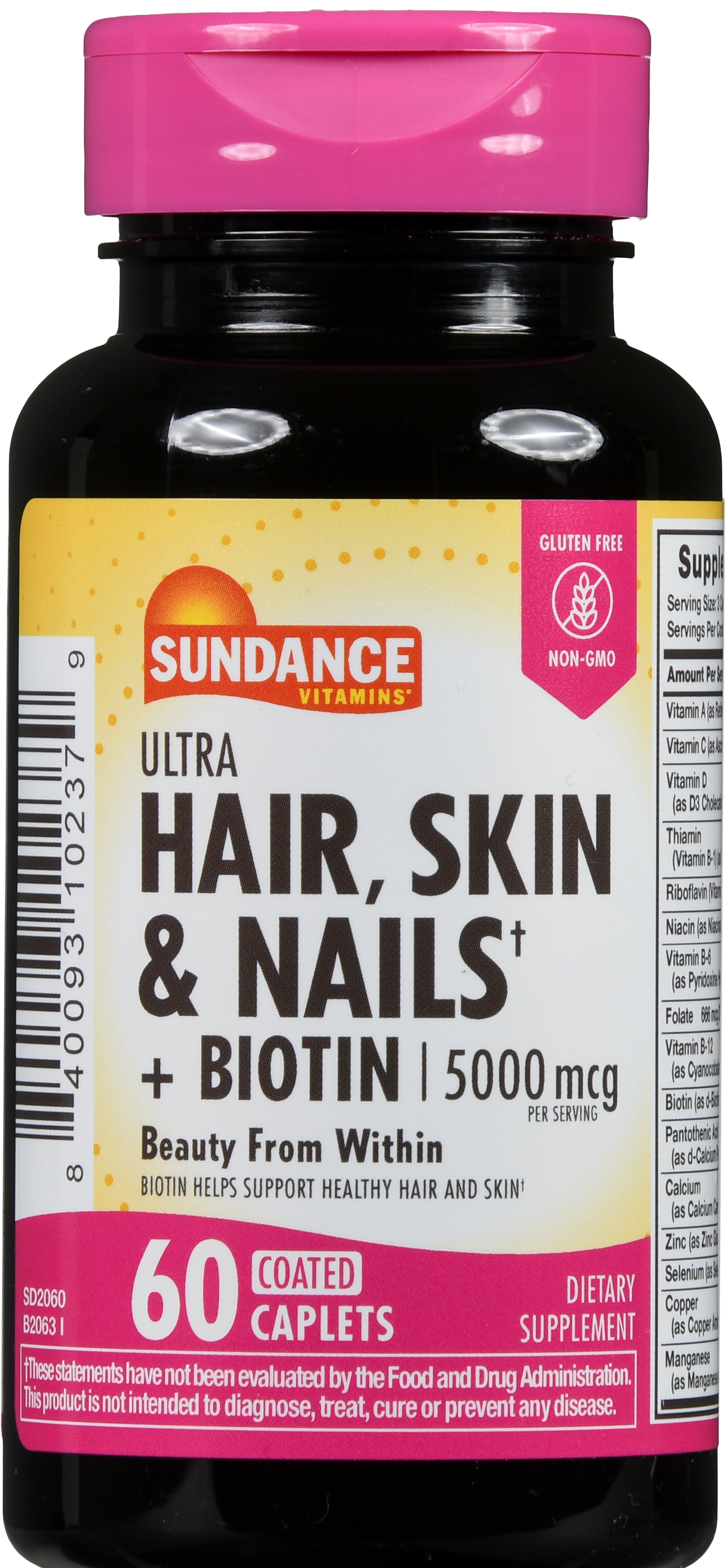 Sundance Hair, Skin & Nails + Biotin 5000 mcg Coated Caplets – Image 12