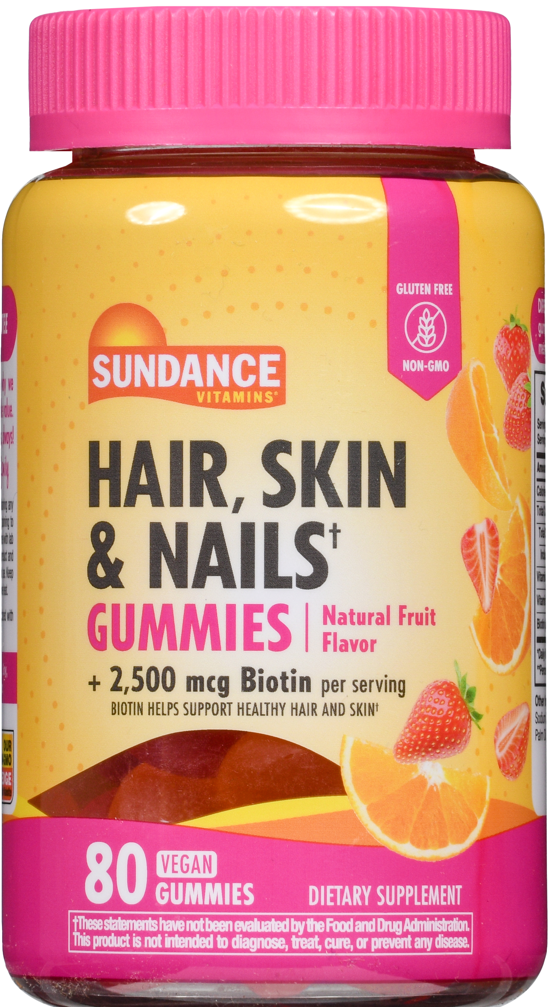 Sundance Hair, Skin & Nails + Biotin 2500 mcg Vegan Gummies Natural Fruit – Image 12