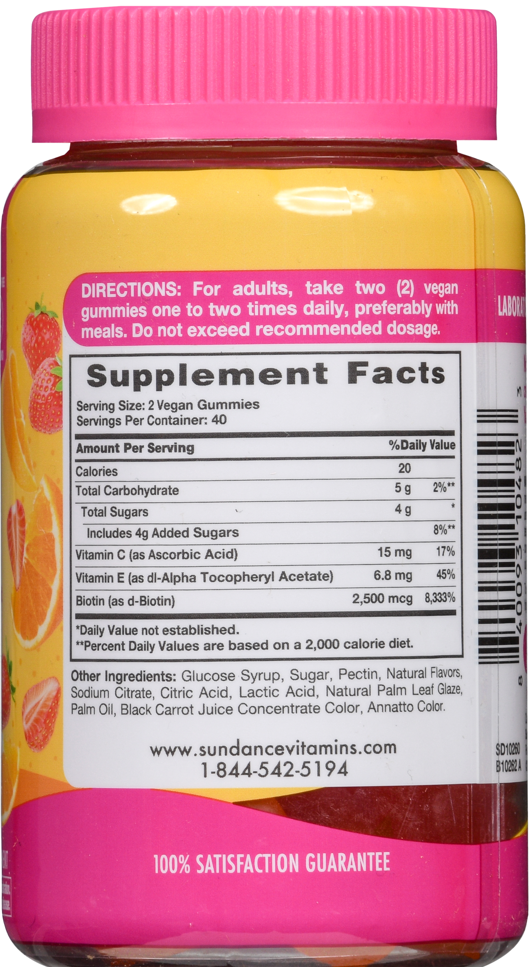Sundance Hair, Skin & Nails + Biotin 2500 mcg Vegan Gummies Natural Fruit – Image 11