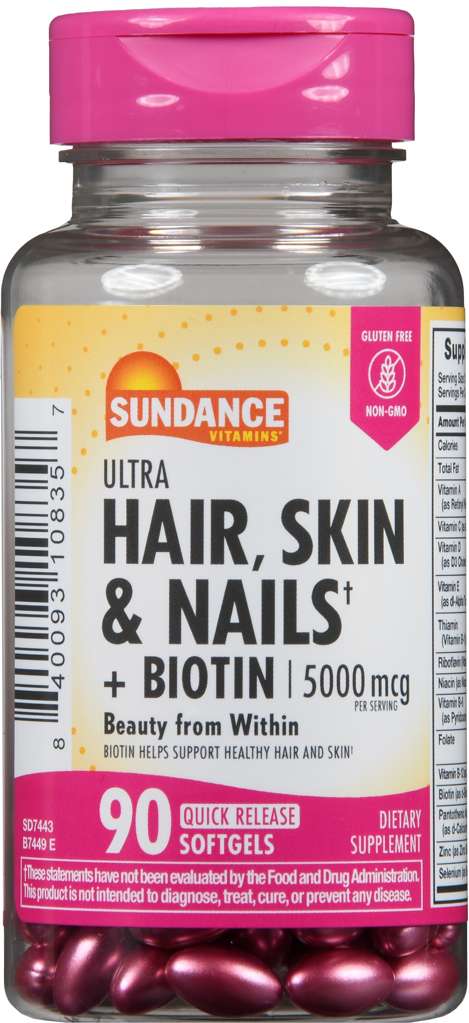 Sundance Hair, Skin & Nails + Biotin 5000 mcg Quick Release Softgels – Image 12