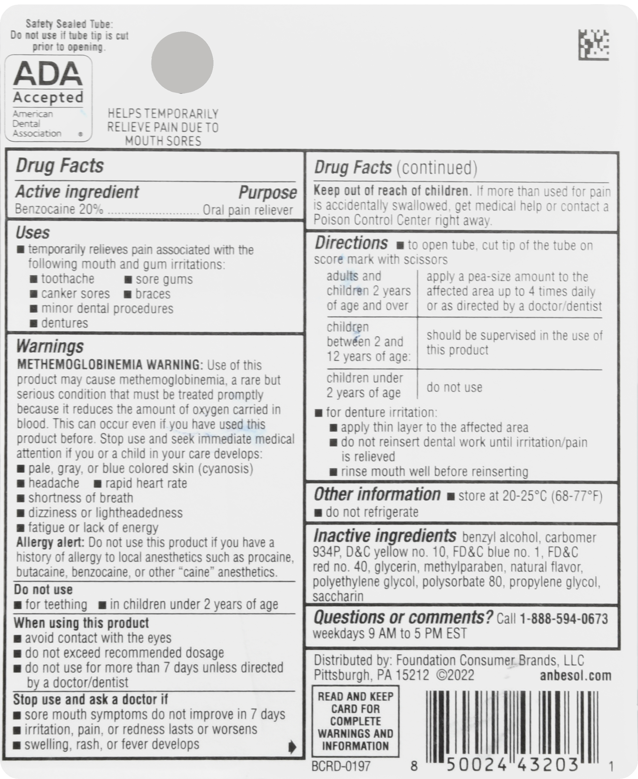 Anbesol Benzocaine 20% Instant Oral Pain Relief Gel Maximum Strength – Image 7
