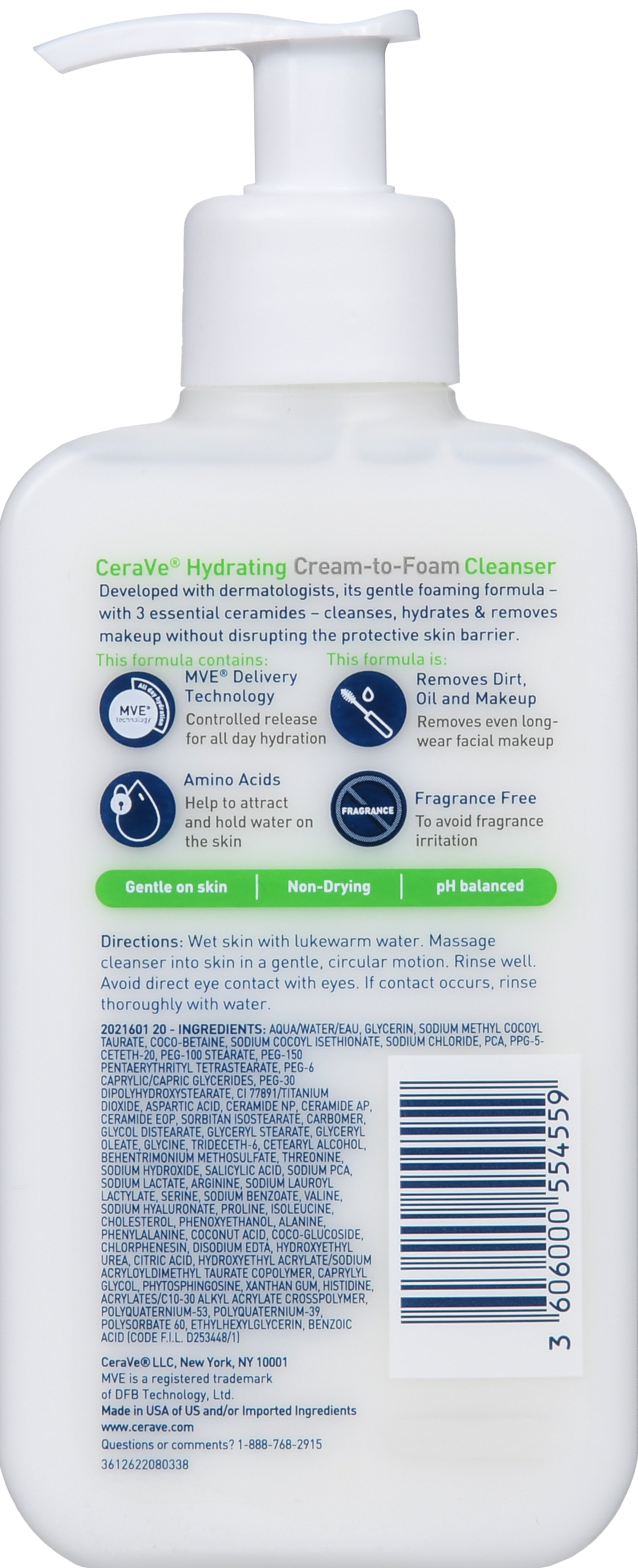 CeraVe Hydrating Cream-To-Foam Cleanser For Normal To Dry Skin – Image 9