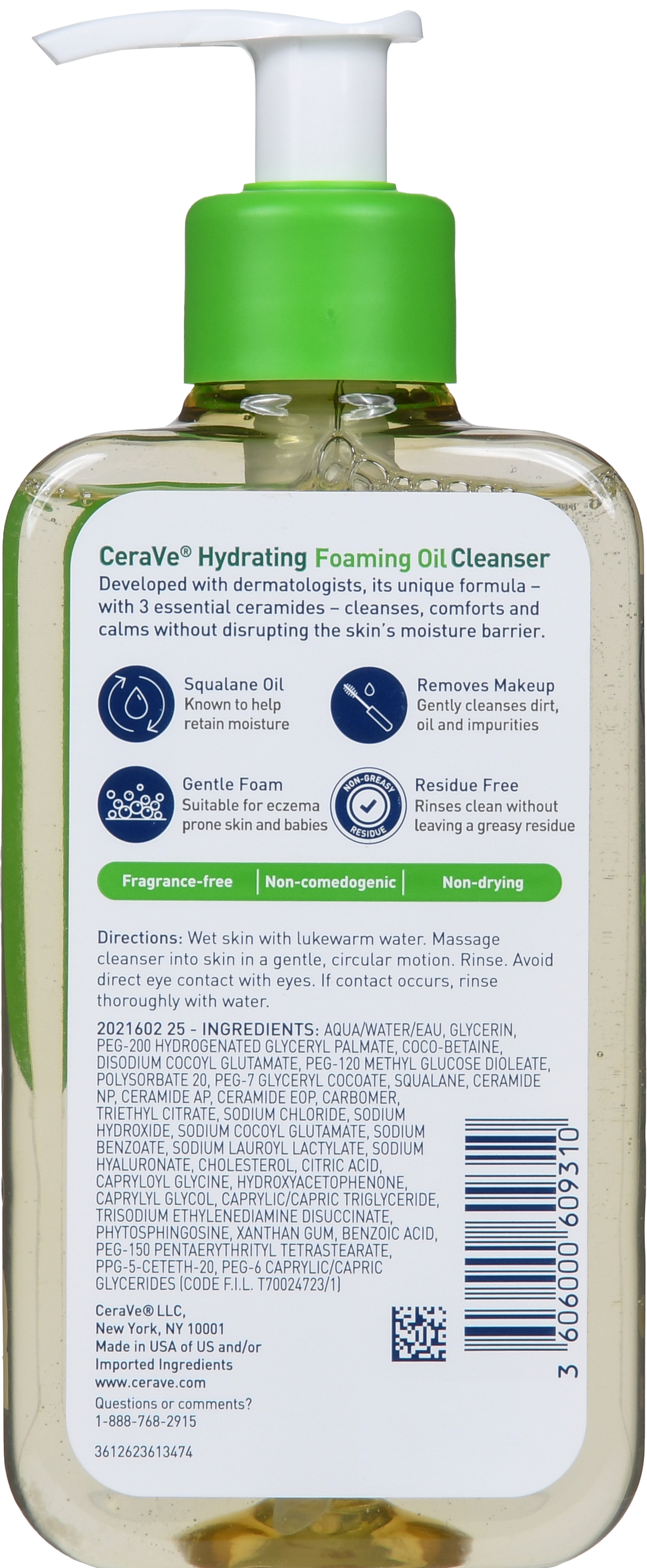 CeraVe Hydrating Foaming Oil Cleanser For Dry To Very Dry Skin – Image 9