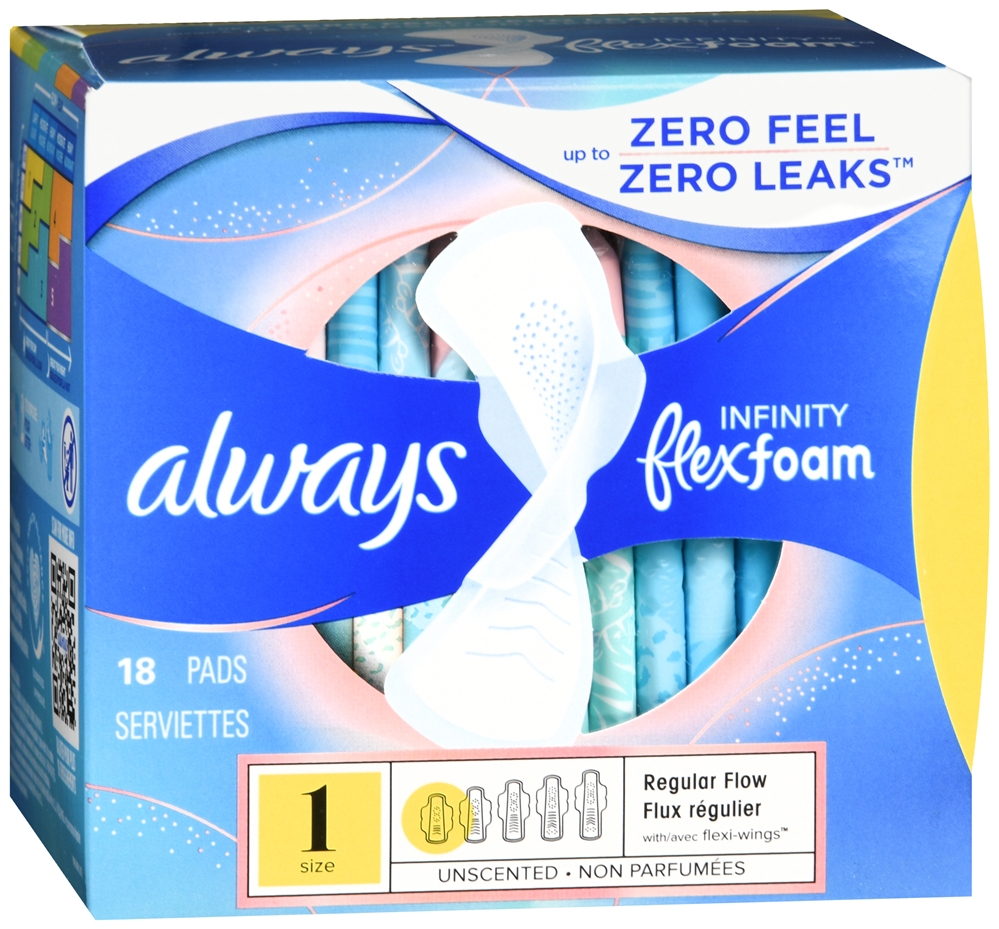 Always Infinity Flexfoam Pads Size 1 Regular Flow With Flexi-Wings Unscented – Image 2