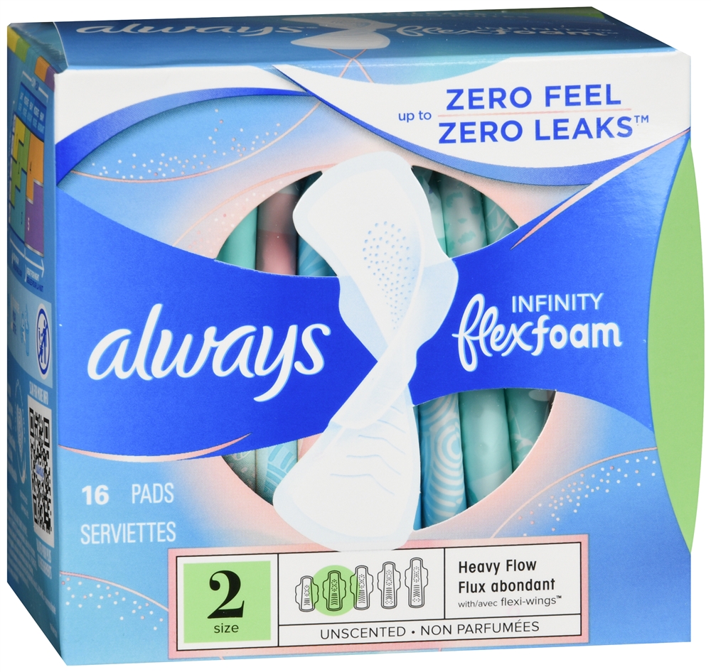 Always Infinity Flexfoam Pads Size 2 Heavy Flow With Flexi-Wings Unscented – Image 5