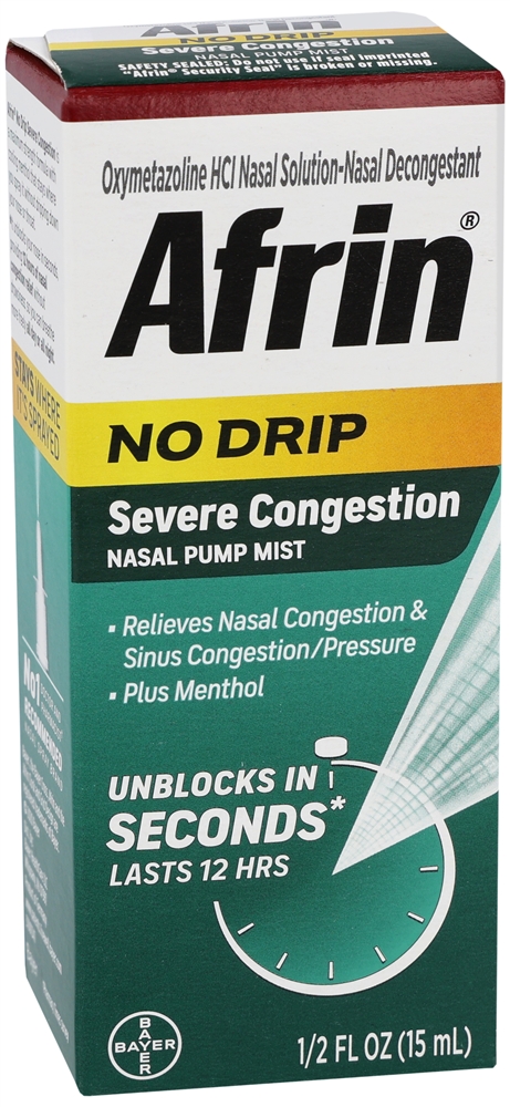 Afrin No Drip Severe Congestion Oxymetazoline HCl Nasal Pump Mist – Image 4
